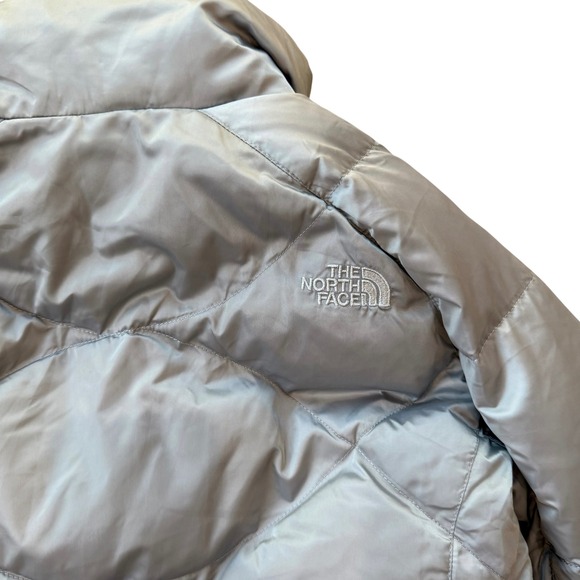 The North Face Womens Down Puffer Jacket 550 Fill Silver Coat Medium - Picture 4 of 10